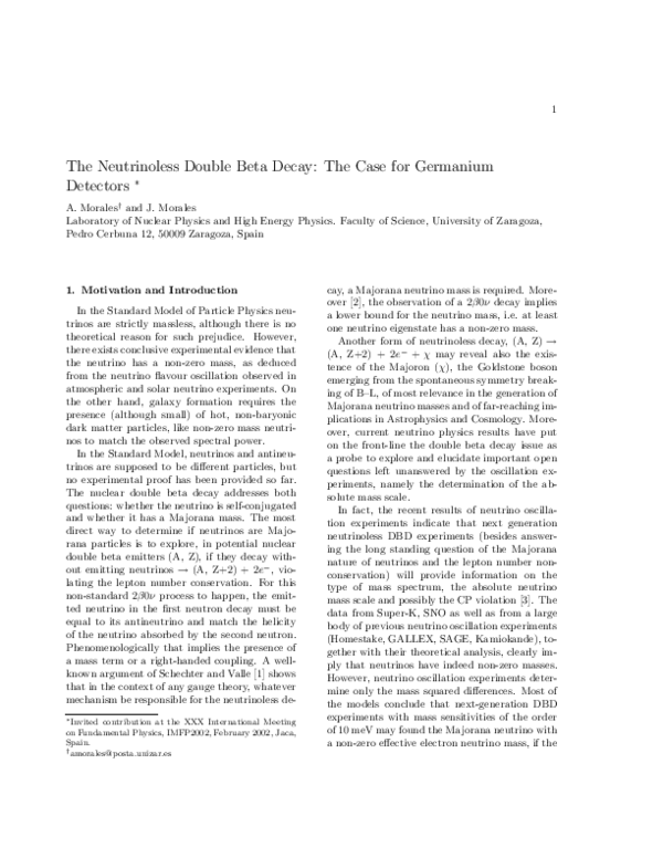 (PDF) The neutrinoless double beta decay: The case for germanium detectors