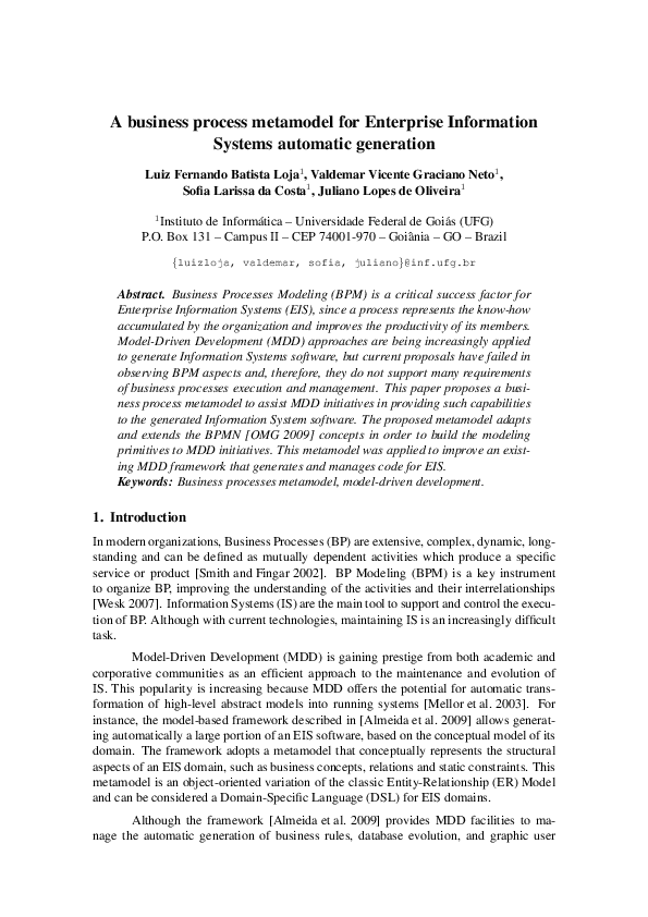 (PDF) A business process metamodel for Enterprise Information Systems ...