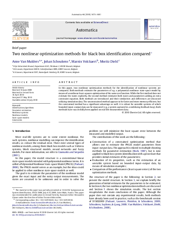 (PDF) Two nonlinear optimization methods for black box identification ...