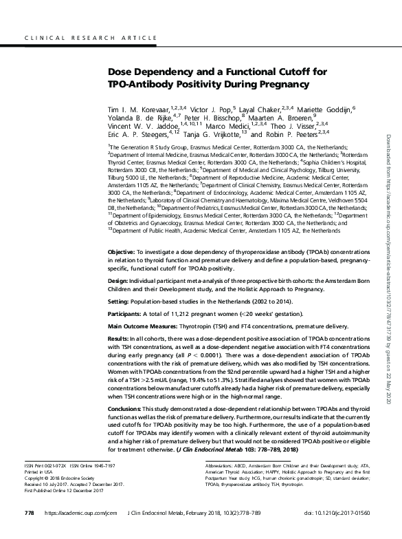 (PDF) Dose Dependency and a Functional Cutoff for TPOAntibody