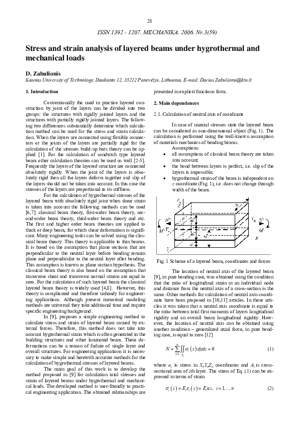 (PDF) Stress and strain analysis of layered beams under hygrothermal ...