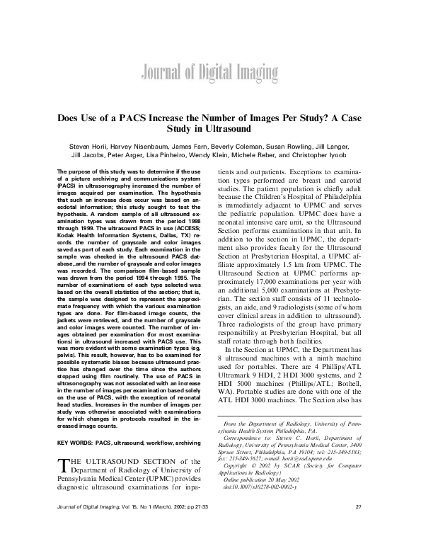 (PDF) Does use of a PACS increase the number of images per study? A ...