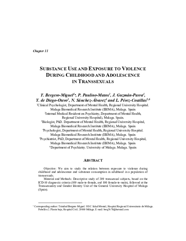 (PDF) Substance Use and Exposure to Violence during Childhood and ...