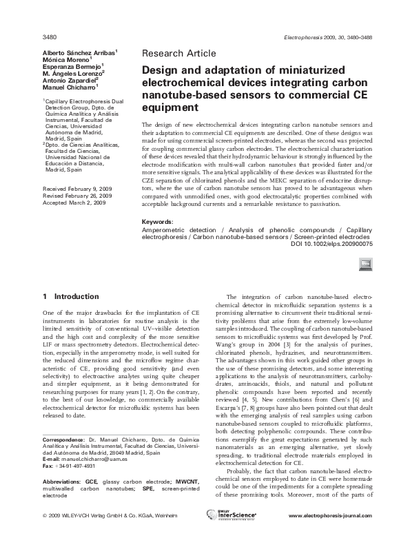 (PDF) Design and adaptation of miniaturized electrochemical devices integrating carbon nanotube