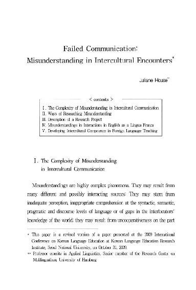 (PDF) Failed Communication: Misunderstanding in Intercultural Encounters