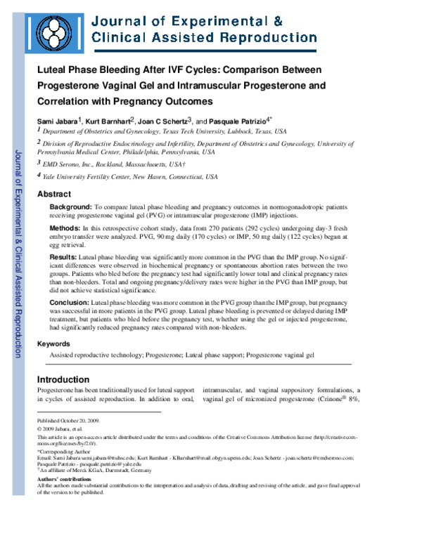 (PDF) Luteal phase bleeding after IVF cycles comparison between