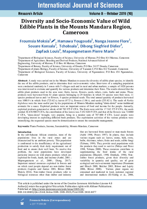 (PDF) Diversity and Socio-Economic Value of Wild Edible Plants in the ...