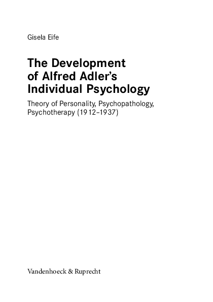 (PDF) The Development of Alfred Adler’s Individual Psychology