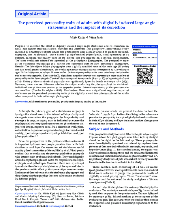 (PDF) The perceived personality traits of adults with digitally induced ...