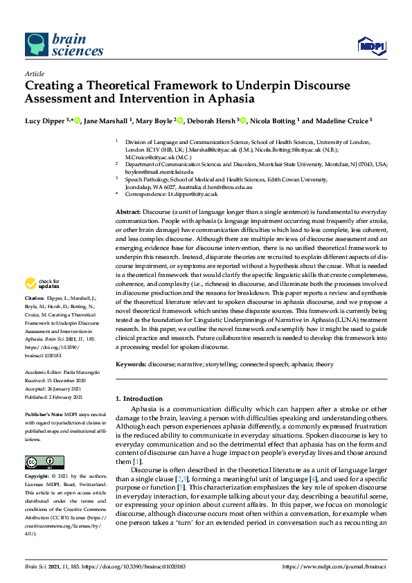 (PDF) Creating a Theoretical Framework to Underpin Discourse Assessment ...