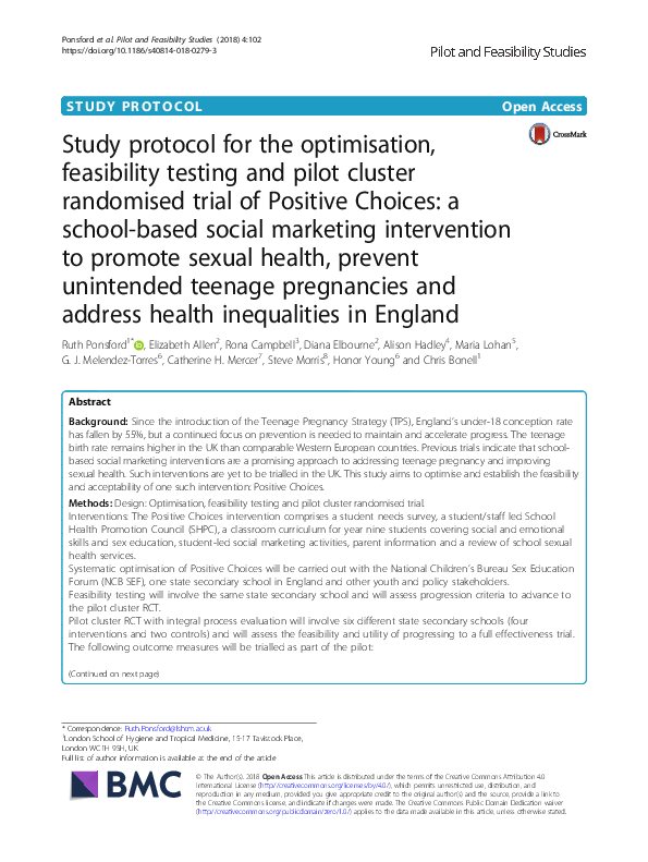 (PDF) Study protocol for the optimisation, feasibility testing and ...