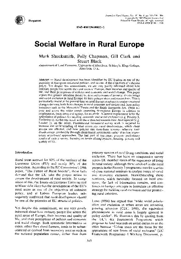 (PDF) Social welfare in rural Europe