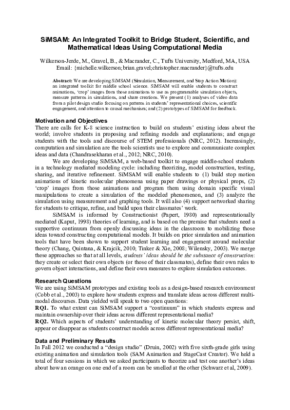 (PDF) SiMSAM: An Integrated Toolkit to Bridge Student, Scientific, and ...