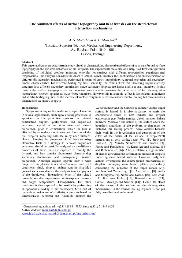 (PDF) The combined effects of surface topography and heat transfer on ...