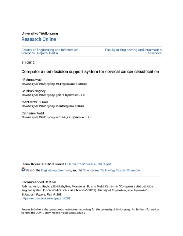 (PDF) Computer aided decision support system for cervical cancer ...