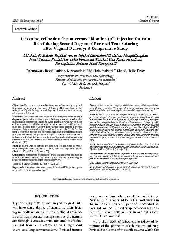 (PDF) Lidocaine Prilocaine Cream versus LidocaineHCL Injection for Pain