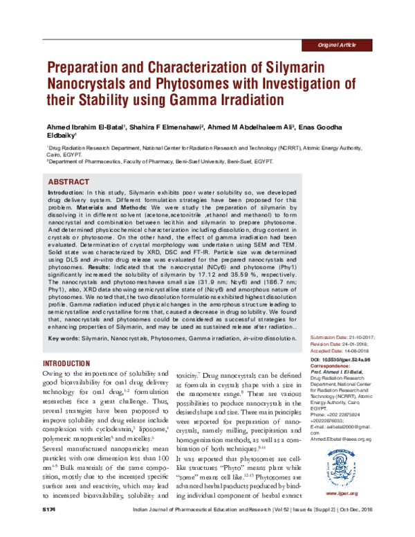 (PDF) Preparation and Characterization of Silymarin Nanocrystals and ...