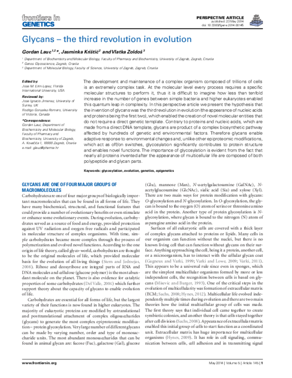 (PDF) Glycans - the third revolution in evolution