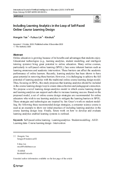 (PDF) Including Learning Analytics in the Loop of Self-Paced Online ...