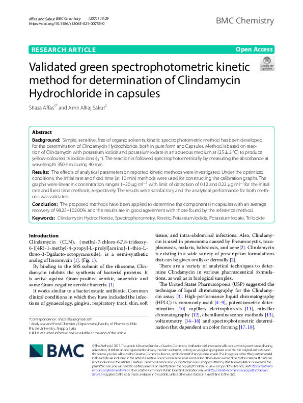 (PDF) Validated green spectrophotometric method for