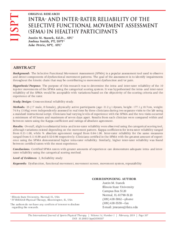 (PDF) Intra- and Inter-Rater Reliability of the Selective Functional ...