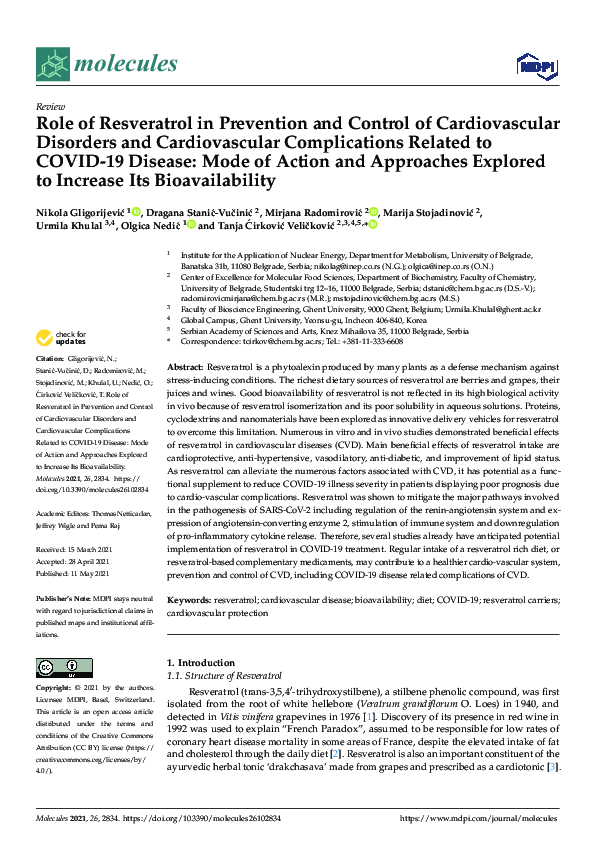 (PDF) Role of Resveratrol in Prevention and Control of Cardiovascular ...
