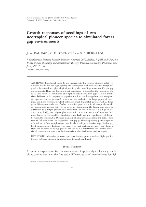 (PDF) Growth responses of seedlings of two neotropical pioneer species ...