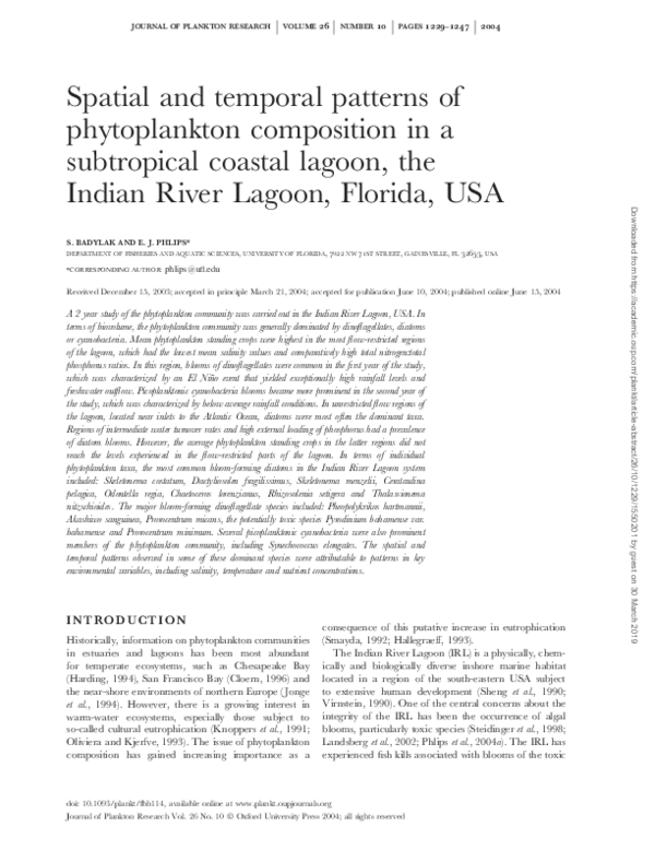 (PDF) Spatial and temporal patterns of phytoplankton composition in ...