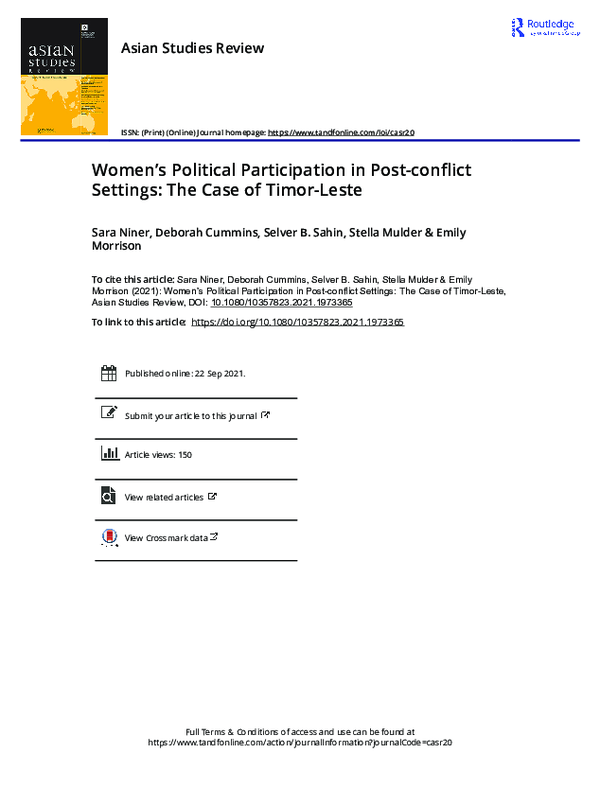 (PDF) Women’s Political Participation in Post-conflict Settings: The ...
