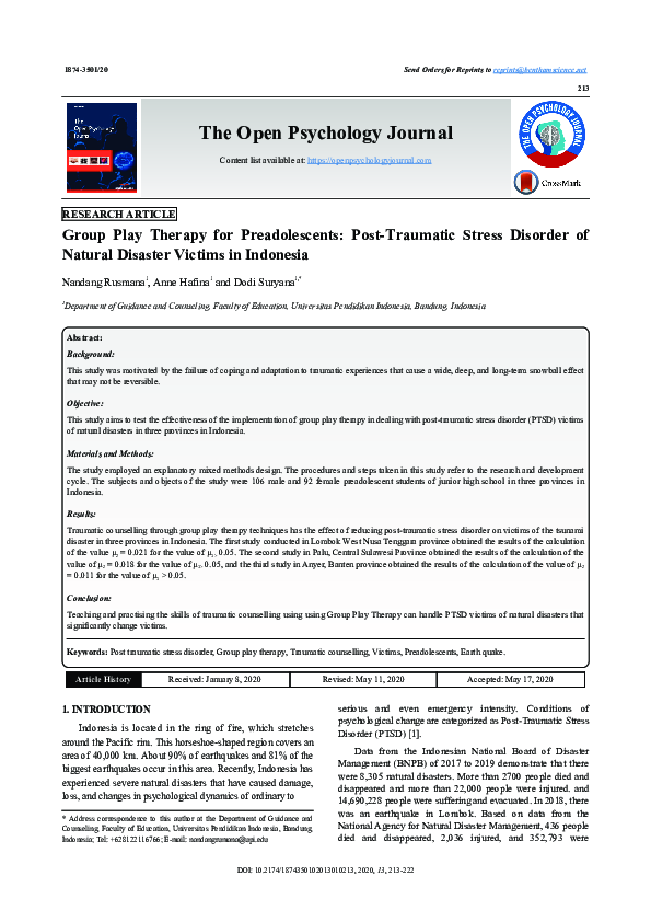 (PDF) Group Play Therapy for Preadolescents: Post-Traumatic Stress ...