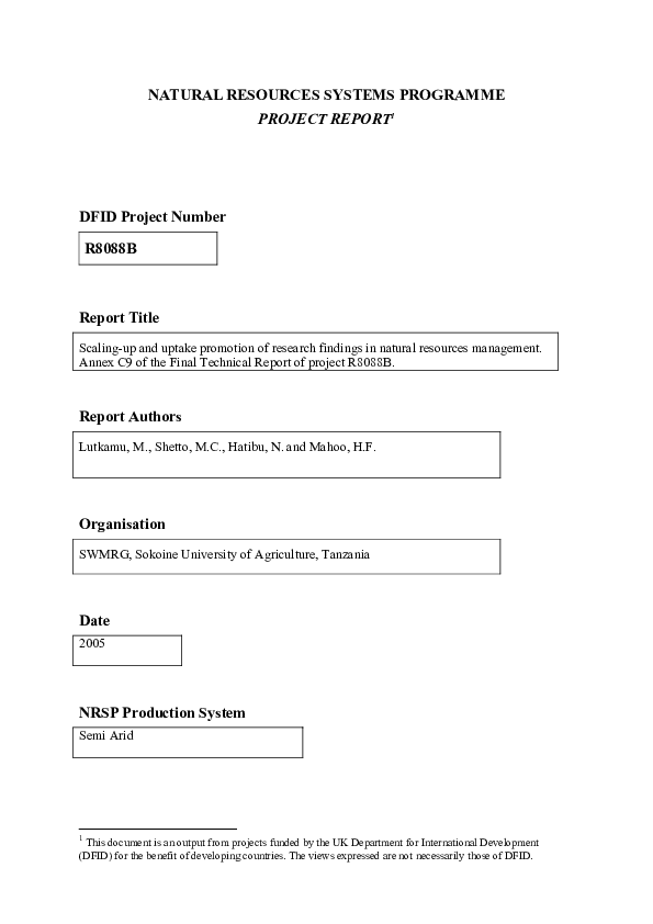 (PDF) Natural Resources Systems Programme Project REPORT1