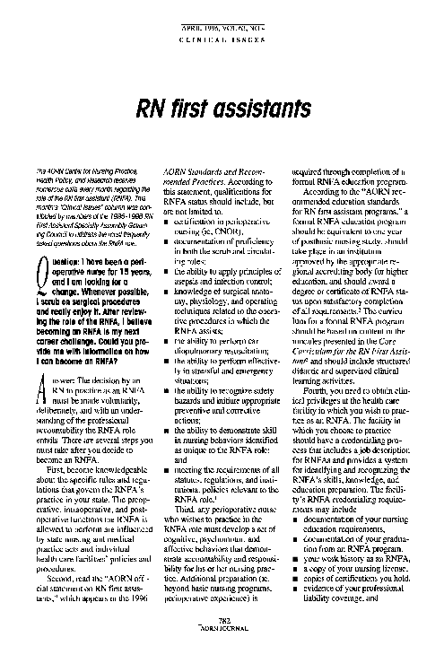 (PDF) RN first assistants