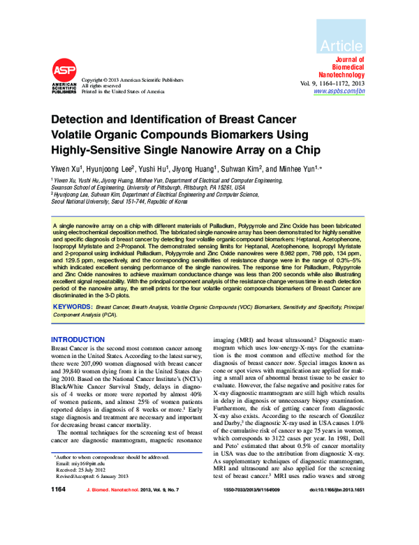 (PDF) Detection and Identification of Breast Cancer Volatile Organic ...