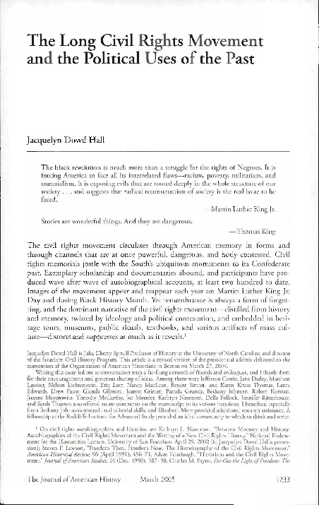 (PDF) The Long Civil Rights Movement and the Political Uses of the Past