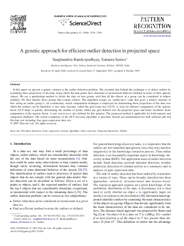 (PDF) A genetic approach for efficient outlier detection in projected space