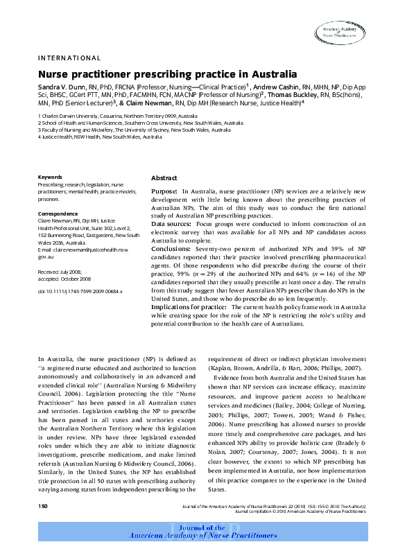 (PDF) Nurse practitioner prescribing practice in Australia