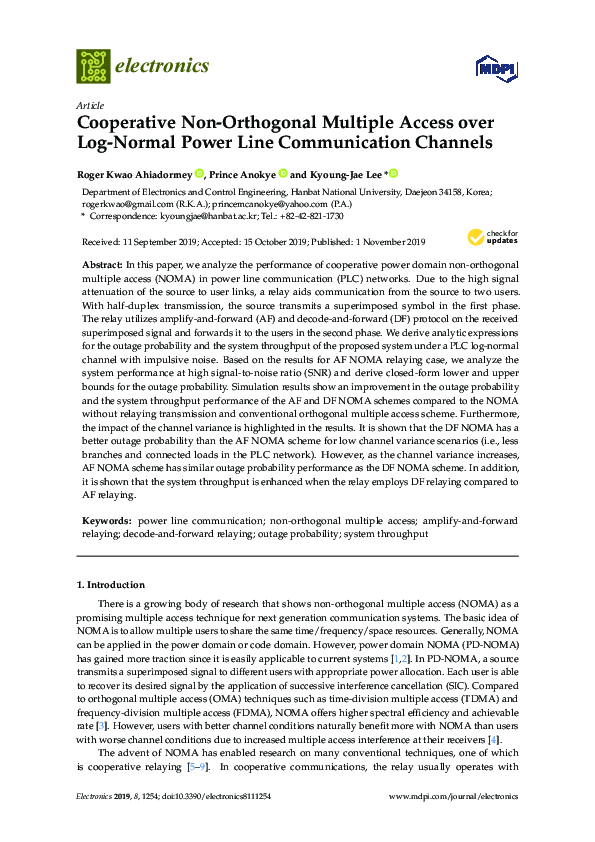 (PDF) Cooperative Non-Orthogonal Multiple Access over Log-Normal Power ...