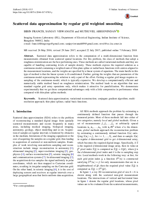 (PDF) Scattered data approximation by regular grid weighted smoothing