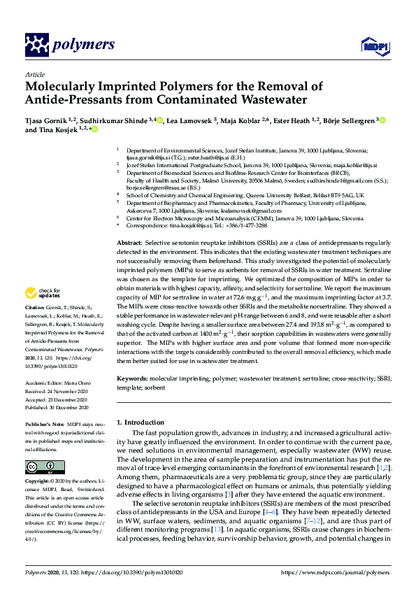 (PDF) Molecularly Imprinted Polymers for the Removal of Antide ...