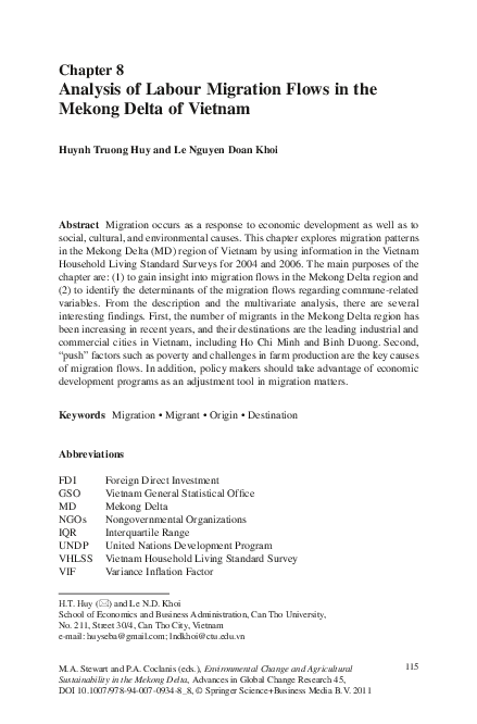 (PDF) Analysis of Labour Migration Flows in the Mekong Delta of Vietnam