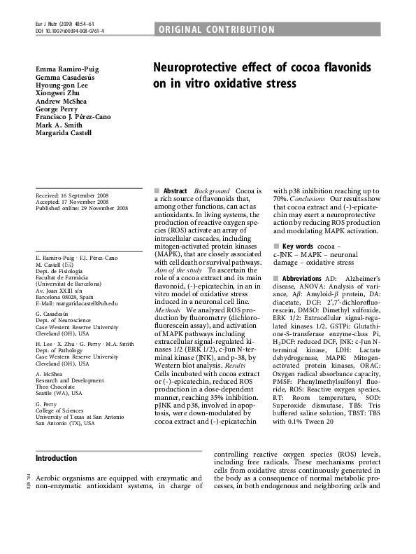 (PDF) Neuroprotective effect of cocoa flavonids on in vitro oxidative