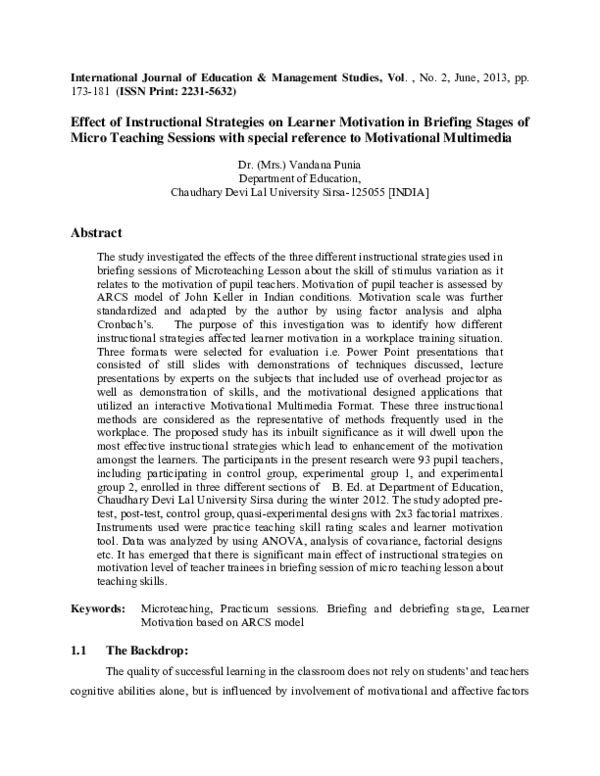 (PDF) Effect of Instructional Strategies on Learner Motivation in ...