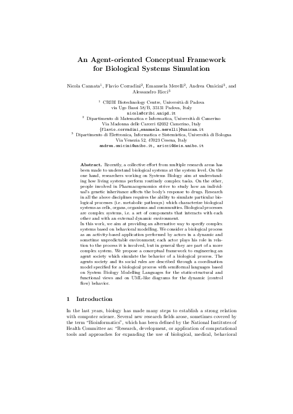 (PDF) An agent-based conceptual framework for biological systems simulation