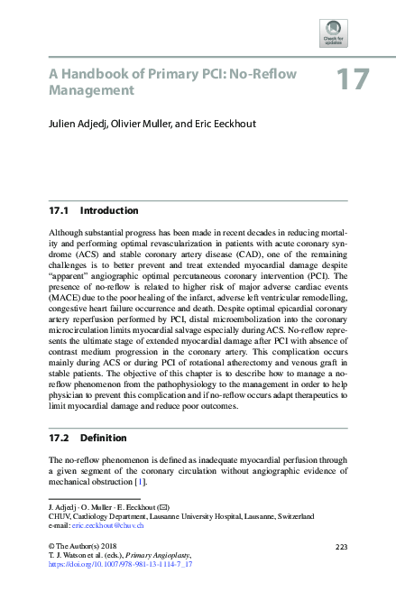 (PDF) A Handbook of Primary PCI: No-Reflow Management