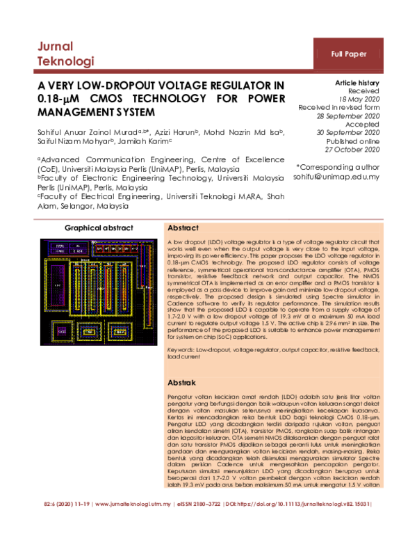 (PDF) A Very Low-Dropout Voltage Regulator in 0.18-M Cmos Technology ...