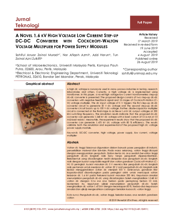 (PDF) A Novel 1.6 KV High Voltage Low Current Step-Up DC-DC Converter ...