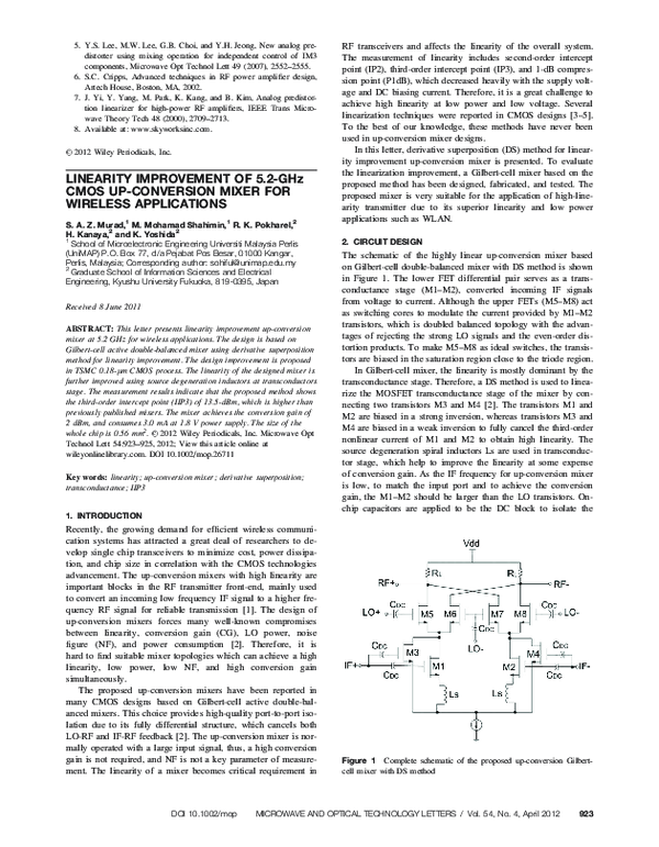 (PDF) Linearity improvement of 5.2-GHz CMOS up-conversion mixer for ...