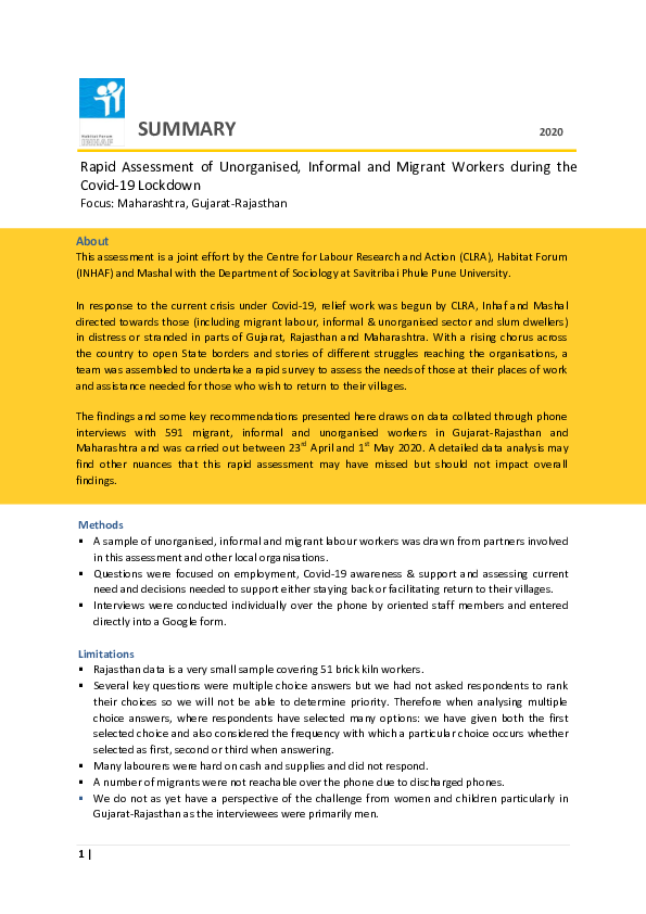 (PDF) Rapid Assessment of Unorganised, Informal and Migrant workers ...