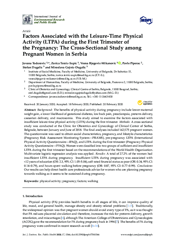 (PDF) Factors Associated with the Leisure-Time Physical Activity (LTPA ...