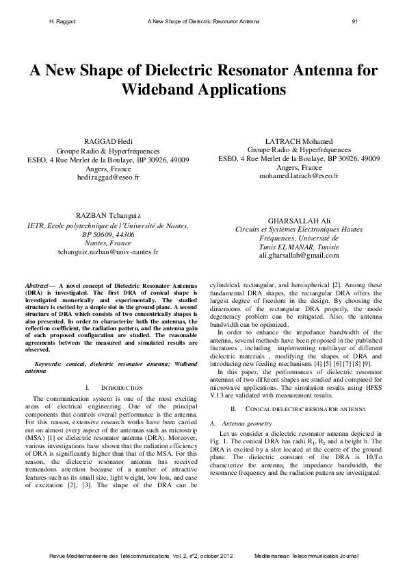 (PDF) A new shape of dielectric resonator antenna for wideband ...